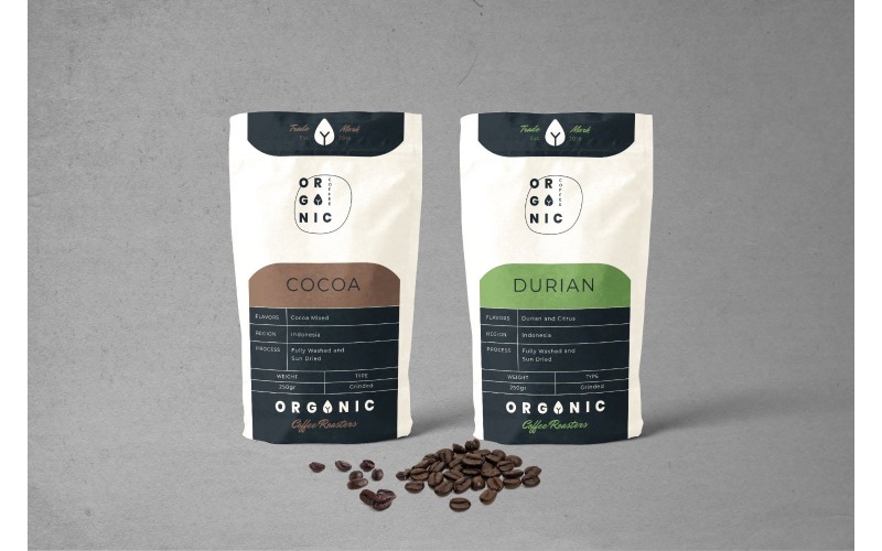 Verpackung von Bio-Kaffee - Corporate Identity-Vorlage