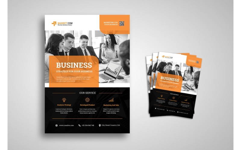 Download Фирменный стиль "Flyer  Business Strategy Market - Corporate Identity Template" / Flyer  Business Strategy Market - Corporate Identity Template - Фирменный стиль на тему графика brand,business,business casual,business person,businessman,cooperation,corporate,creative,creativity,finance,industry,information,innovation,layout,marketing,network,office,print,professional