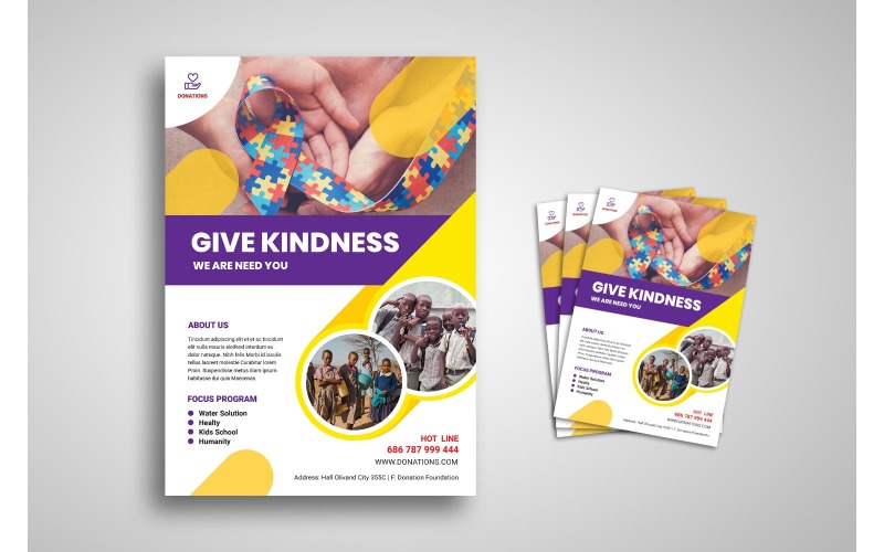 Flyer Give Kindness - Plantilla de identidad corporativa
