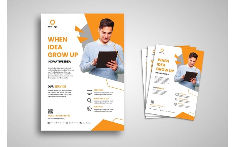 Download Фирменный стиль "Flyer  Innovative Idea Grow Up - Corporate Identity Template" / Flyer  Innovative Idea Grow Up - Corporate Identity Template - Фирменный стиль на тему графика brand,business,business casual,business person,businessman,cooperation,corporate,creative,creativity,finance,industry,information,innovation,layout,marketing,network,office,print,professional