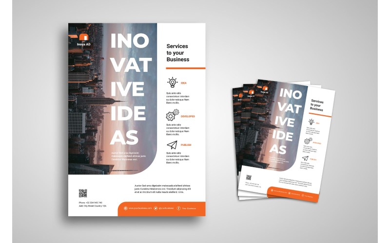 Download Фирменный стиль "Flyer  Innovative Ideas - Corporate Identity Template" / Flyer  Innovative Ideas - Corporate Identity Template - Фирменный стиль на тему графика brand,business,business casual,business person,businessman,cooperation,corporate,creative,creativity,finance,industry,information,innovation,layout,marketing,network,office,print,professional