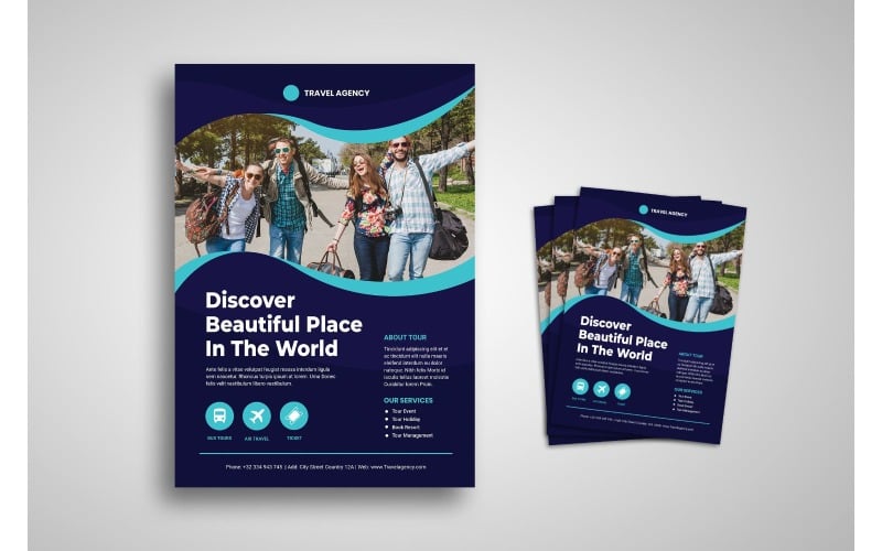 Download Фирменный стиль "Flyer  Travel Agency - Corporate Identity Template" / Flyer  Travel Agency - Corporate Identity Template - Фирменный стиль на тему графика brand,business,business casual,business person,businessman,cooperation,corporate,creative,creativity,finance,industry,information,innovation,layout,marketing,network,office,print,professional