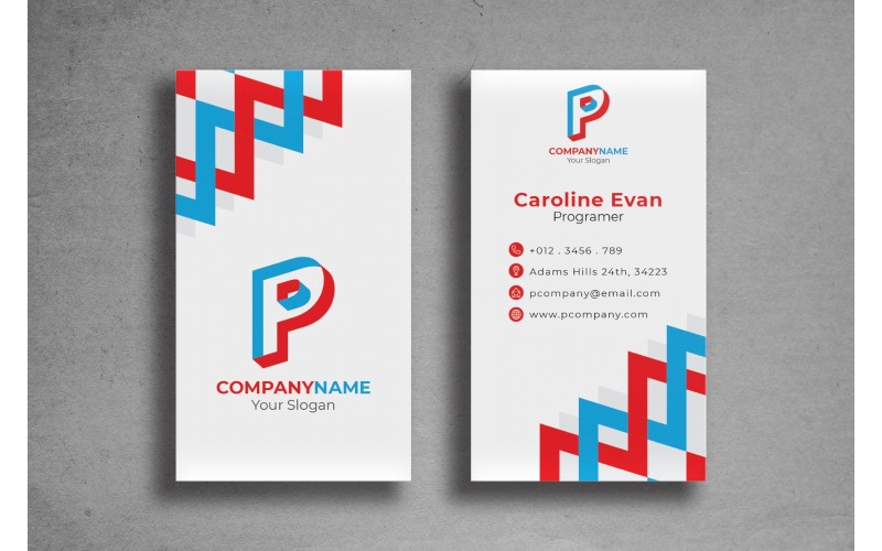 Візитна картка P компанії - шаблон фірмового стилю