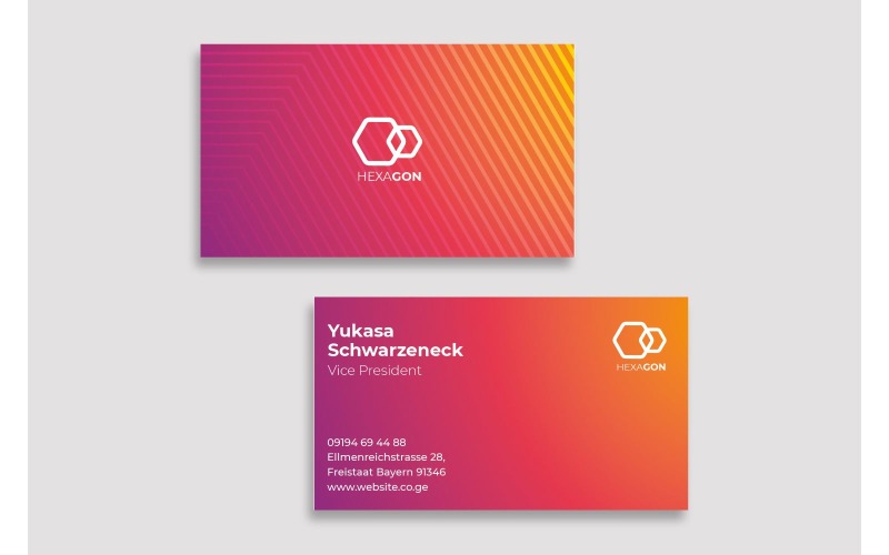 Cartão de visita Hexagon Yukasa - modelo de identidade corporativa