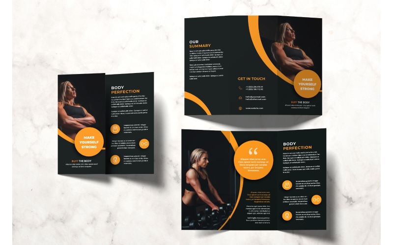Download Фирменный стиль "Trifold Body Perfection - Corporate Identity Template" / Trifold Body Perfection - Corporate Identity Template - Фирменный стиль на тему графика trifold,brochure,design,adobe illustration,adobe photoshop,business,companies,document,identity,information