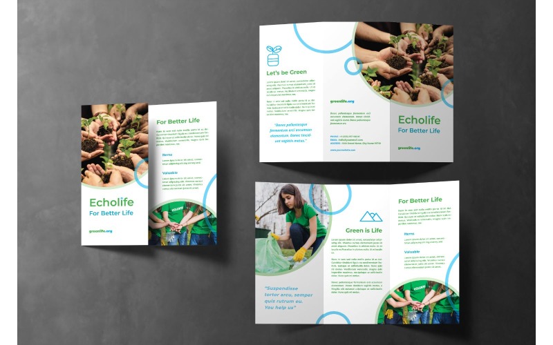 Download Фирменный стиль "Trifold Echolife - Corporate Identity Template" / Trifold Echolife - Corporate Identity Template - Фирменный стиль на тему графика trifold,brochure,design,adobe illustration,adobe photoshop,business,companies,document,identity,information