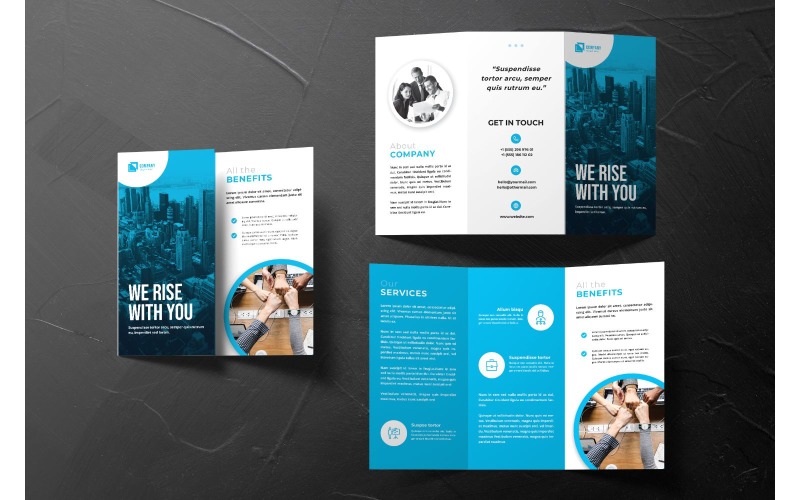 Download Фирменный стиль "Trifold We Rise With You - Corporate Identity Template" / Trifold We Rise With You - Corporate Identity Template - Фирменный стиль на тему графика trifold,brochure,design,adobe illustration,adobe photoshop,business,companies,document,identity,information