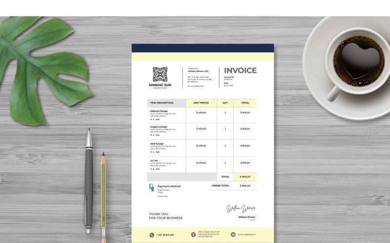 Download Фирменный стиль "Invoice  Shinning Sun - Corporate Identity Template" / Invoice  Shinning Sun - Corporate Identity Template - Фирменный стиль на тему графика invoice,payment,office,word,excel,bill,finance,template,expense,design,corporate,budget,money,accounting,pay
