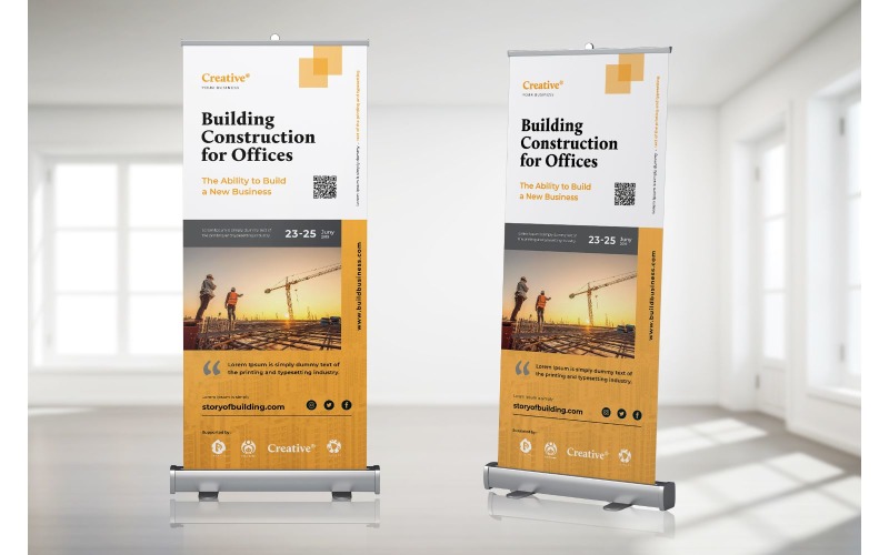 Download Фирменный стиль "Roll Banner Building Construction For Offices - Corporate Identity Template" / Roll Banner Building Construction For Offices - Corporate Identity Template - Фирменный стиль на тему графика rollup,signage,xbanner,display,business,promotion,marketing,print,roll,banner,corporate,event,company,advertising,creative