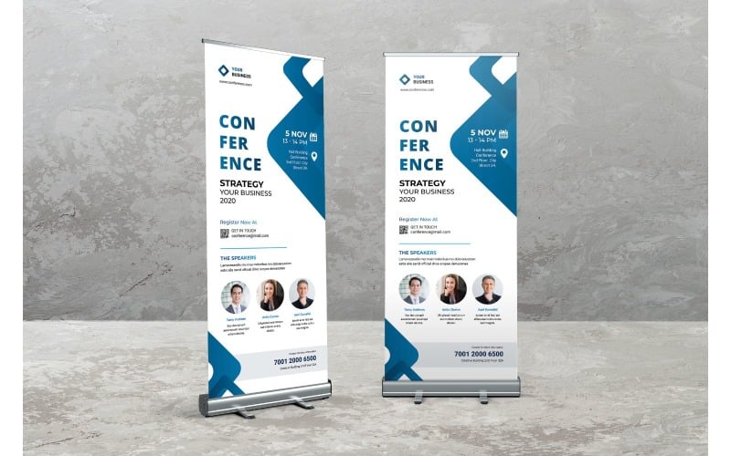 Download Фирменный стиль "Roll Banner Conference - Corporate Identity Template" / Roll Banner Conference - Corporate Identity Template - Фирменный стиль на тему графика rollup,signage,xbanner,display,business,promotion,marketing,print,roll,banner,corporate,event,company,advertising,creative