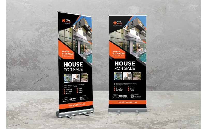 Download Фирменный стиль "Roll Banner House For Sale - Corporate Identity Template" / Roll Banner House For Sale - Corporate Identity Template - Фирменный стиль на тему графика rollup,signage,xbanner,display,business,promotion,marketing,print,roll,banner,corporate,event,company,advertising,creative