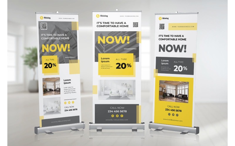 Download Фирменный стиль "Roll Banner It's Time to Have a Comfortable Home - Corporate Identity Template" / Roll Banner It's Time to Have a Comfortable Home - Corporate Identity Template - Фирменный стиль на тему графика rollup,signage,xbanner,display,business,promotion,marketing,print,roll,banner,corporate,event,company,advertising,creative
