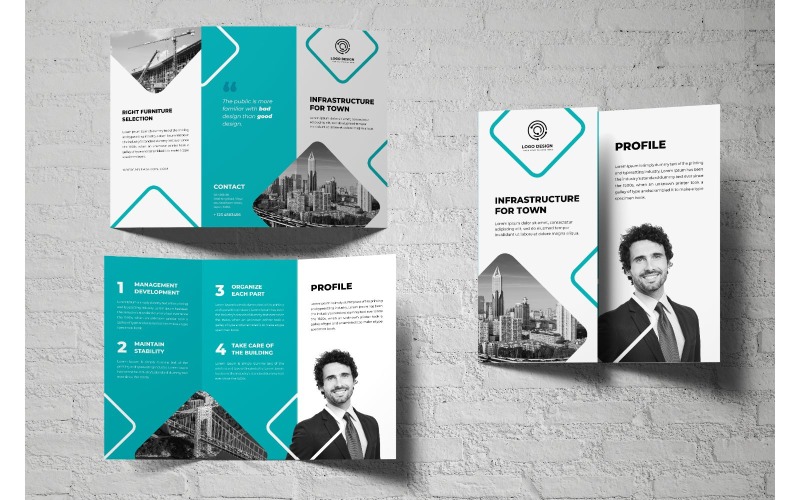Download Фирменный стиль "Trifold Infrastructure For Town - Corporate Identity Template" / Trifold Infrastructure For Town - Corporate Identity Template - Фирменный стиль на тему графика trifold,brochure,design,adobe illustration,adobe photoshop,business,companies,document,identity,information