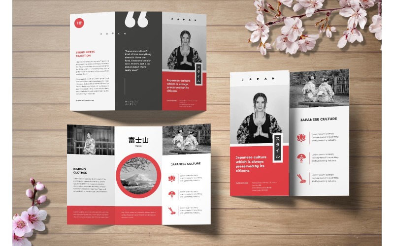 Trifold Japanese Culture Corporate Identity Template