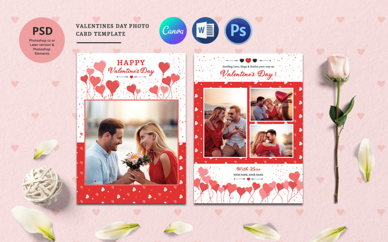 Biglietto d'auguri fotografico per San Valentino - PSD, Word e Canva
