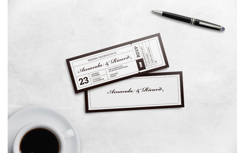 Download Фирменный стиль "Boarding Pass Black &amp; white - Corporate Identity Template" / Boarding Pass Black &amp; white - Corporate Identity Template - Фирменный стиль на тему графика admit,anniversary,boarding,pass,card,invite,wedding,married,invitation,engagement,celebrate,ticket,celebrating,simple,modern