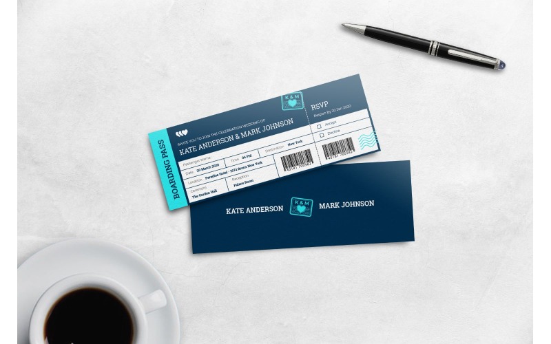 Download Фирменный стиль "Boarding Pass Dark Blue &amp; Light Blue - Corporate Identity Template" / Boarding Pass Dark Blue &amp; Light Blue - Corporate Identity Template - Фирменный стиль на тему графика admit,anniversary,boarding,pass,card,invite,wedding,married,invitation,engagement,celebrate,ticket,celebrating,simple,modern