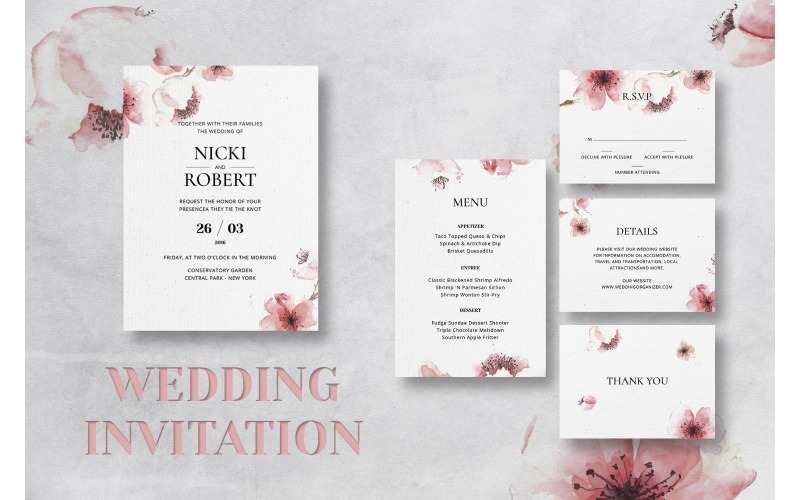 Bröllopsinbjudan Botanisk blomma - mall för företagsidentitet