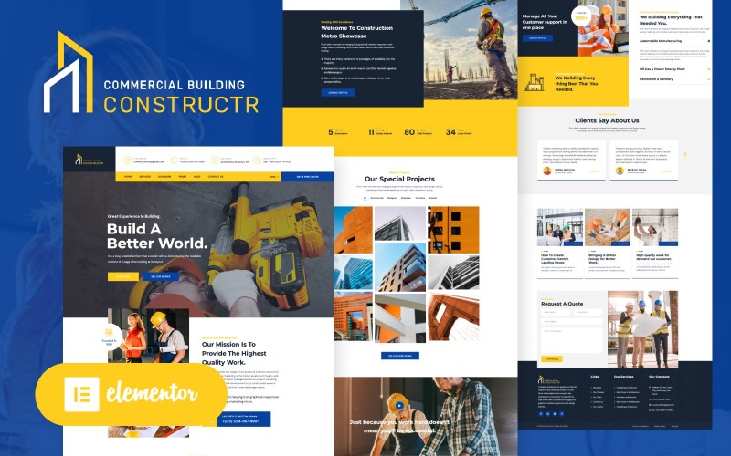 Constructr - Stavební průmysl WordPress Téma Elementor