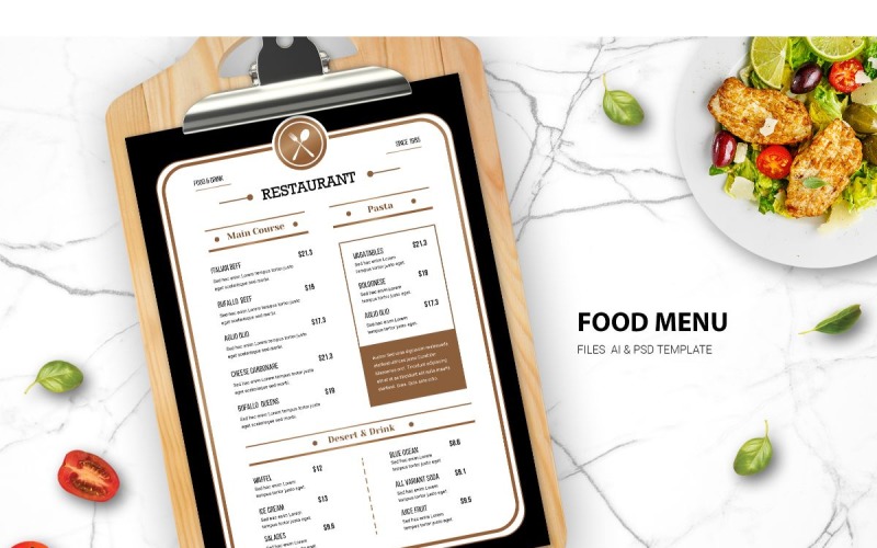 Download Фирменный стиль "Food Menu Authentic Food - Corporate Identity Template" / Food Menu Authentic Food - Corporate Identity Template - Фирменный стиль на тему графика adobe illustrator,adobe photoshop,bar,bundle,business,cafe,catering,coffee,shop,drink,food,list,menu,price,restaurant,template