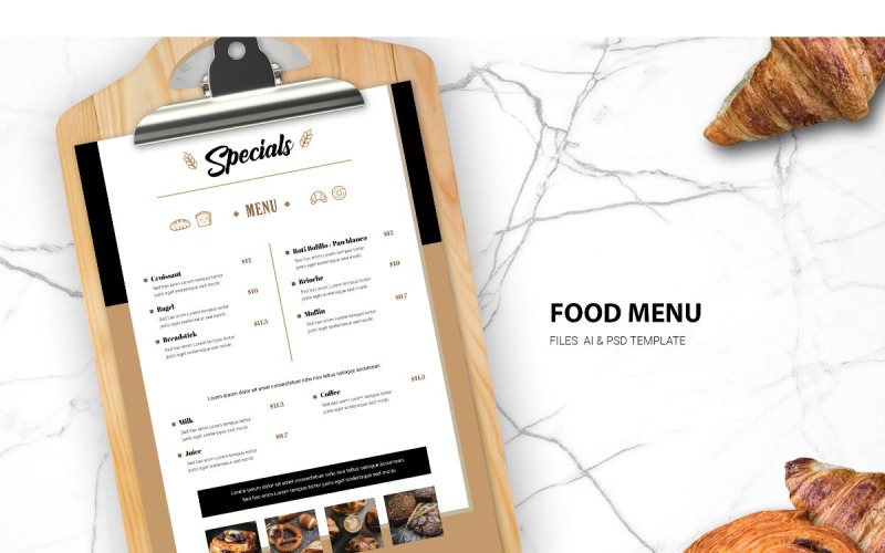 Download Фирменный стиль "Food Menu Bakery - Corporate Identity Template" / Food Menu Bakery - Corporate Identity Template - Фирменный стиль на тему графика adobe illustrator,adobe photoshop,bar,bundle,business,cafe,catering,coffee,shop,drink,food,list,menu,price,restaurant,template