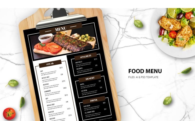 Food Menu Europhian - Modèle d'identité d'entreprise