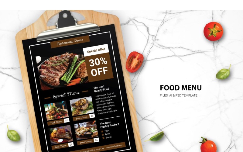 Download Фирменный стиль "Food Menu Steak - Corporate Identity Template" / Food Menu Steak - Corporate Identity Template - Фирменный стиль на тему графика adobe illustrator,adobe photoshop,bar,bundle,business,cafe,catering,coffee,shop,drink,food,list,menu,price,restaurant,template