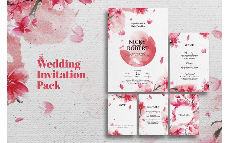 Invitación de boda Sakura - Plantilla de identidad corporativa