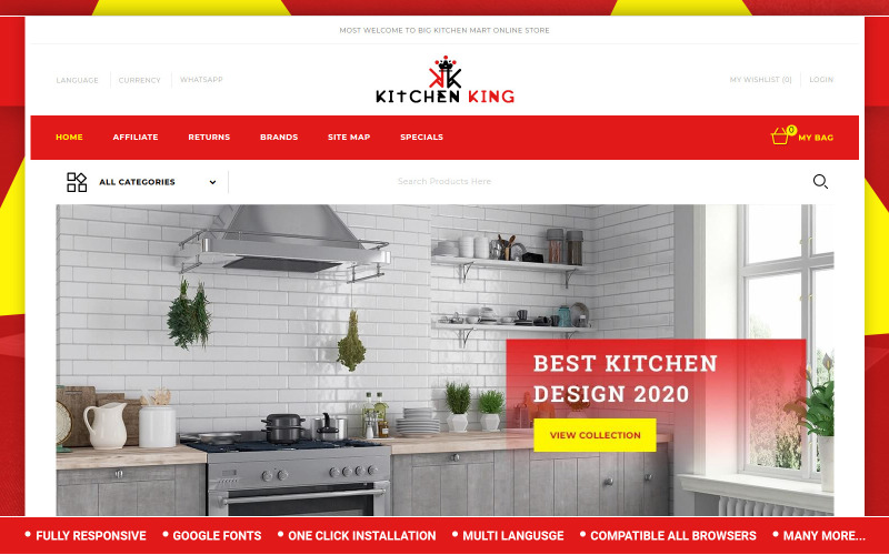 Kitchenking - modelo OpenCart de loja de cozinha