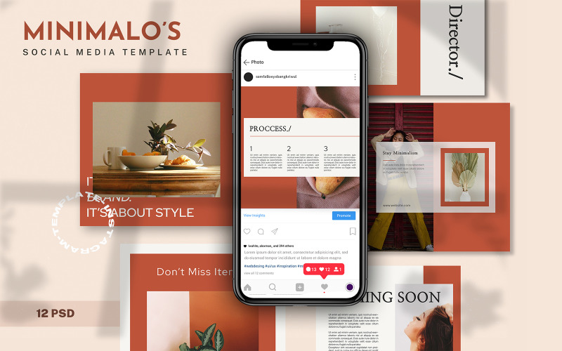 Download Шаблон для соцсетей "Minimalo's Social Media Template" / Minimalo's Social Media Template - Шаблон для соцсетей на тему графика beauty style,blogger,brand,business,company instagram,corporate instagram,creative,elegant,elegant instagram,fashion,feminine,influencer,inspirator,instagram beauty,instagram for coach,instag