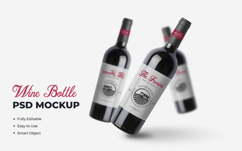 Mockup di prodotto bottiglia di vino