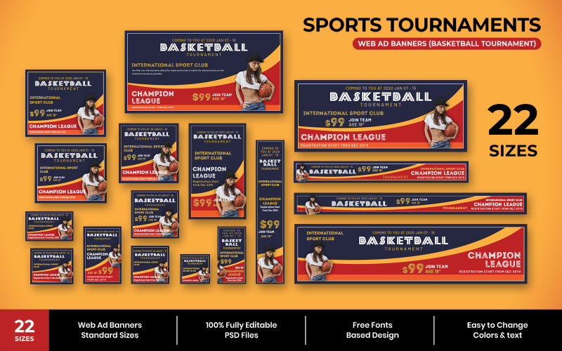 Download Шаблон для соцсетей "Sport Tournament Web Ad Banners Social Media Template" / Sport Tournament Web Ad Banners Social Media Template - Шаблон для соцсетей на тему графика realestate,promotions,ad,adbanner,advertisement,marketing,retail,online,sale,webbanners,google,websitebanner,creative,clean,offers