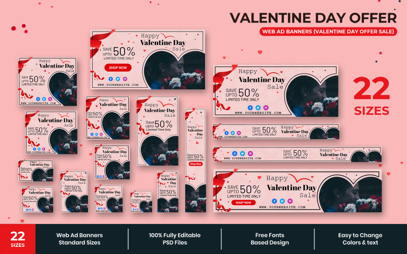 Download Шаблон для соцсетей "Valentine Day Offer Web Ad Banners Social Media Template" / Valentine Day Offer Web Ad Banners Social Media Template - Шаблон для соцсетей на тему графика realestate,promotions,ad,adbanner,advertisement,marketing,retail,online,sale,webbanners,google,websitebanner,creative,clean,offers