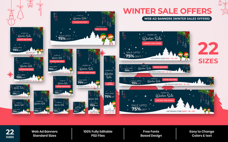 Winter Sale Web Ad Banner Social Media Vorlage
