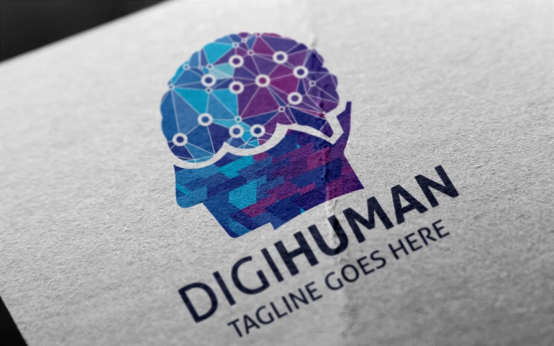 Download Шаблон логотипа "DigiHuman Logo Template" / DigiHuman Logo Template - Шаблон логотипа на тему графика blue,brain,brand,code,colorful,creation,creative,digital,firm,human,human brain,idea,identity,innovation,market,modern clean,polygon,programs,smart,software