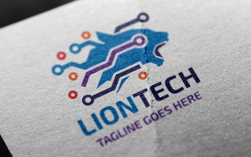 Modèle de logo Lion Tech