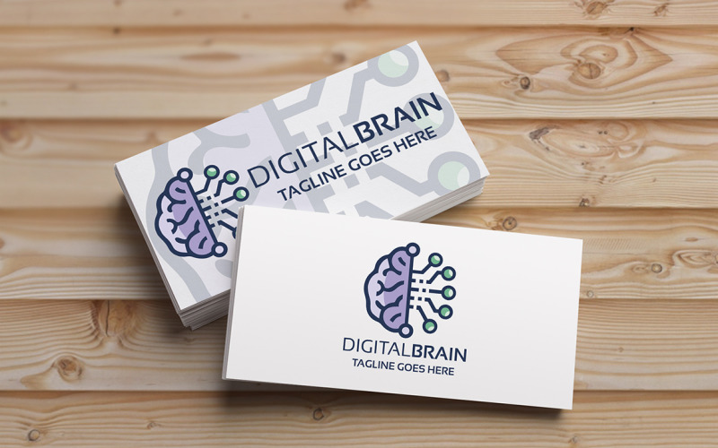 Modello di logo del cervello digitale