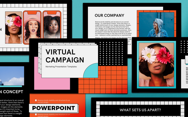 Modelo de apresentação de campanha virtual em PowerPoint
