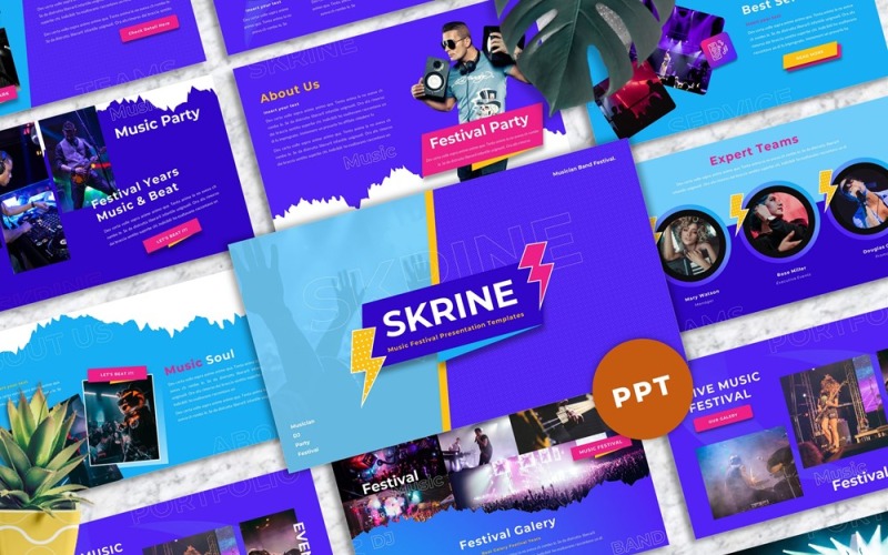 Skrine - Muziekfestival PowerPoint-sjabloon