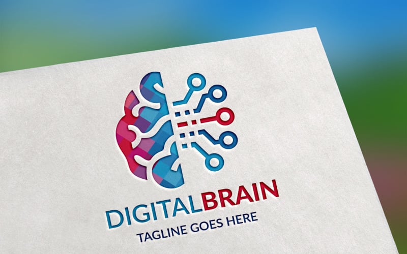 Download Шаблон логотипа "Digital Brain Logo Template" / Digital Brain Logo Template - Шаблон логотипа на тему графика blue,brain,brand,code,colorful,creation,creative,digital,firm,human,human brain,idea,identity,innovation,market,modern clean,polygon,programs,smart,software