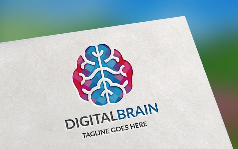 Download Шаблон логотипа "Digital Brain Logo Template" / Digital Brain Logo Template - Шаблон логотипа на тему графика blue,brain,brand,code,colorful,creation,creative,digital,firm,human,human brain,idea,identity,innovation,market,modern clean,polygon,programs,smart,software