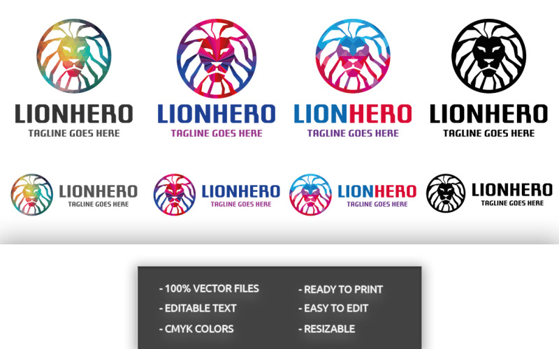 Download Шаблон логотипа "Lion Hero Logo Template" / Lion Hero Logo Template - Шаблон логотипа на тему графика animal,cat,creative,crest,digital,design,emblem,hero,king,king lion,lion,lion brand,lion head,lion king,lion logo,logo,mark,pixel,power,techno