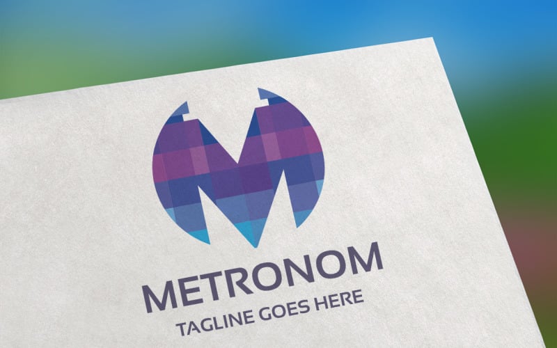Download Шаблон логотипа "Metronom (Letter M) Logo Template" / Metronom (Letter M) Logo Template - Шаблон логотипа на тему графика business,creative,design,flat,letter,letter m,m letter,m logo,modern,pixel,simple,technology