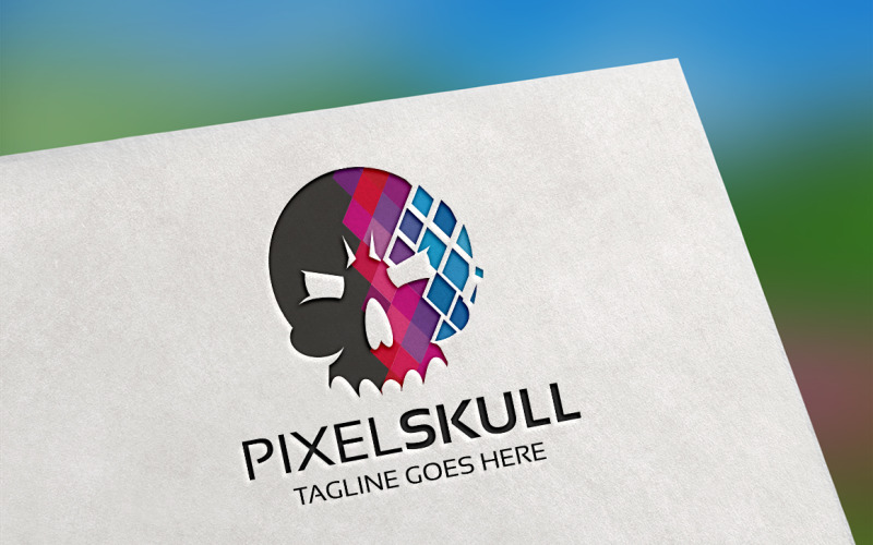 Pixel Skull Logo Template