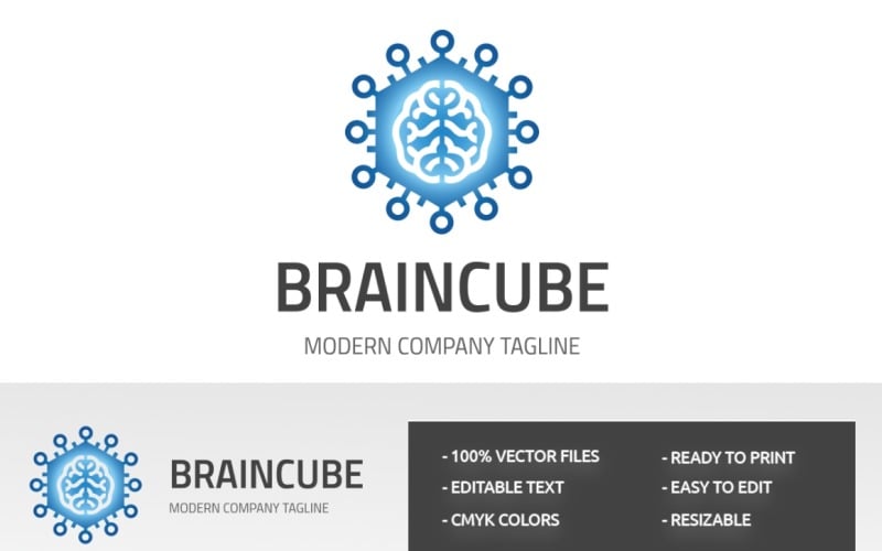 Download Шаблон логотипа "Brain Cube Logo Template" / Brain Cube Logo Template - Шаблон логотипа на тему графика brain,brand,code,colorful,creation,creative,digital,firm,human,human brain,idea,identity,innovation,market,modern clean,programs,smart,software,technology,think
