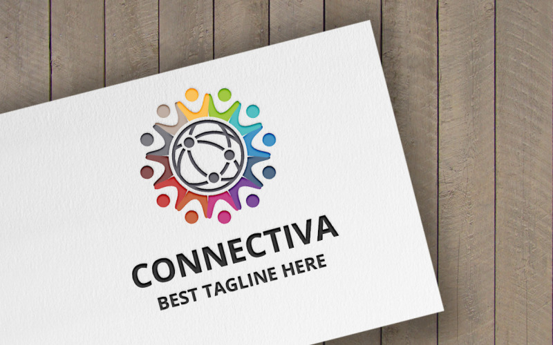 Download Шаблон логотипа "Connectiva Logo Template" / Connectiva Logo Template - Шаблон логотипа на тему графика connect,connection,globe,global,human,human care,internet,network,link,technology,modern,wireless,social,media,earth,cloud,tech,software,solution,circle