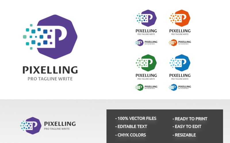 Download Шаблон логотипа "Letter P (Pixelling) Logo Template" / Letter P (Pixelling) Logo Template - Шаблон логотипа на тему графика agency,corporation,letter p,logo p,media,p letter,p logo,pixel,pixel cube,professional,vector,web,web developers