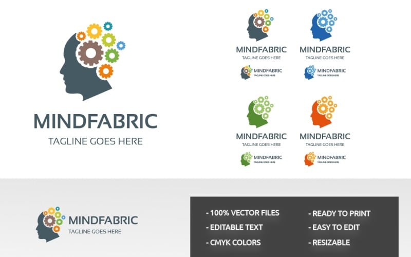 Download Шаблон логотипа "Mindfabric Logo Template" / Mindfabric Logo Template - Шаблон логотипа на тему графика brain,brand,code,colorful,creation,creative,digital,firm,human,human brain,idea,identity,innovation,market,modern clean,polygon,programs,smart,software,technology