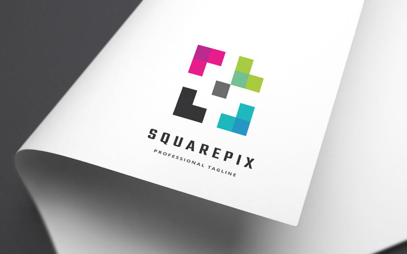 Modèle de logo carré pixel