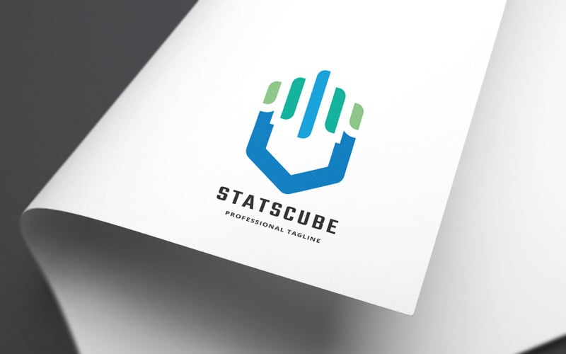 Plantilla de logotipo de cubo de estadísticas